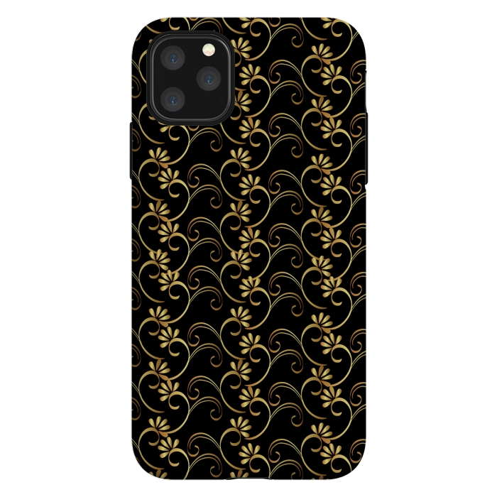 iPhone 11 Pro Max StrongFit golden black floral pattern by MALLIKA