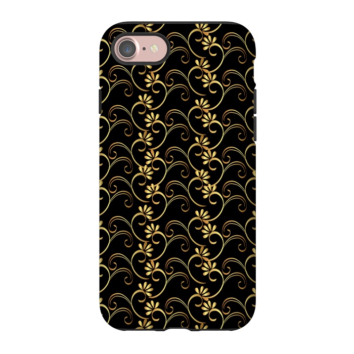 iPhone 7 StrongFit golden black floral pattern by MALLIKA