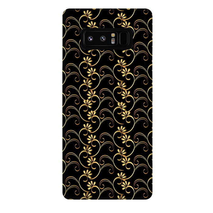 Galaxy Note 8 StrongFit golden black floral pattern by MALLIKA