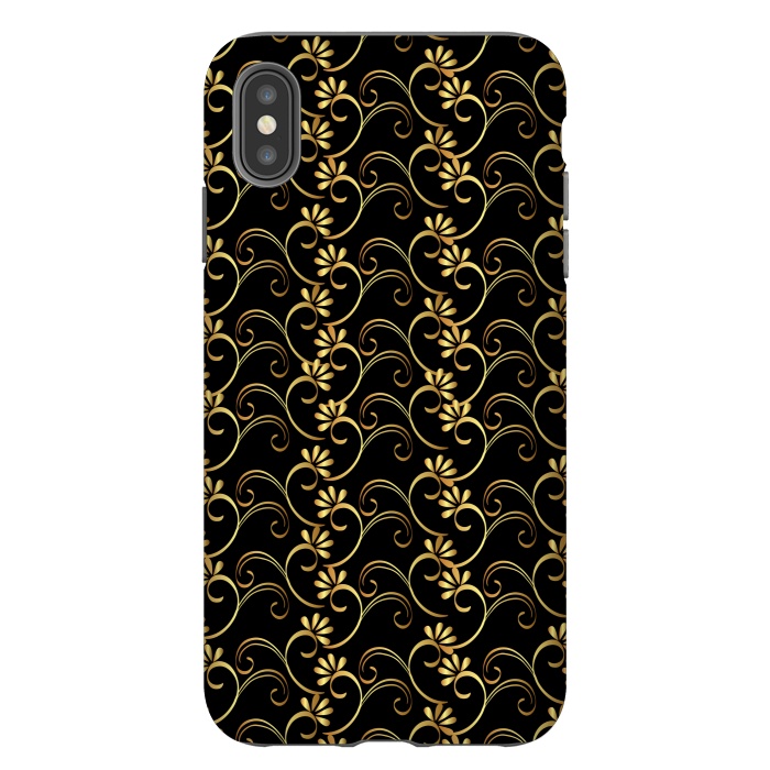 iPhone Xs Max StrongFit golden black floral pattern by MALLIKA