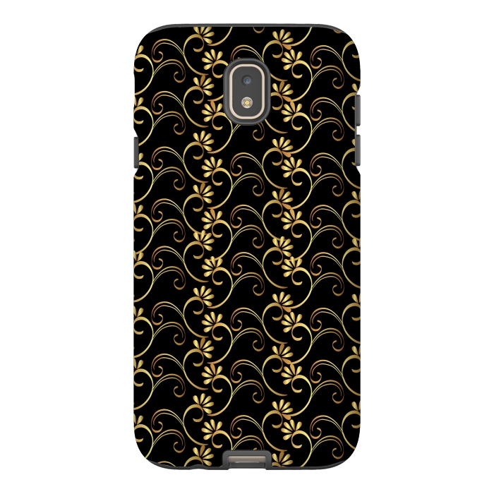 Galaxy J7 StrongFit golden black floral pattern by MALLIKA