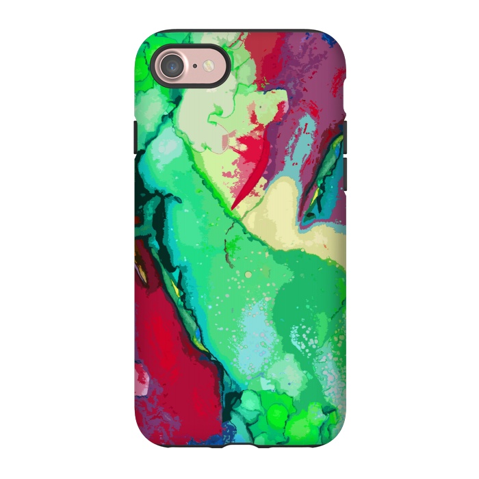 iPhone 7 StrongFit Green and maroon abstract artwork by Josie