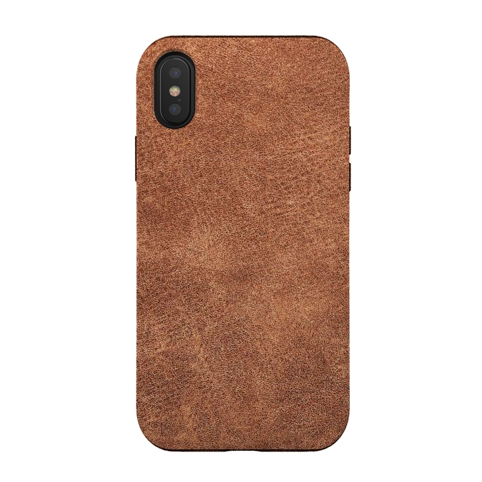 iPhone Xs / X StrongFit Brown leather texture  by Winston