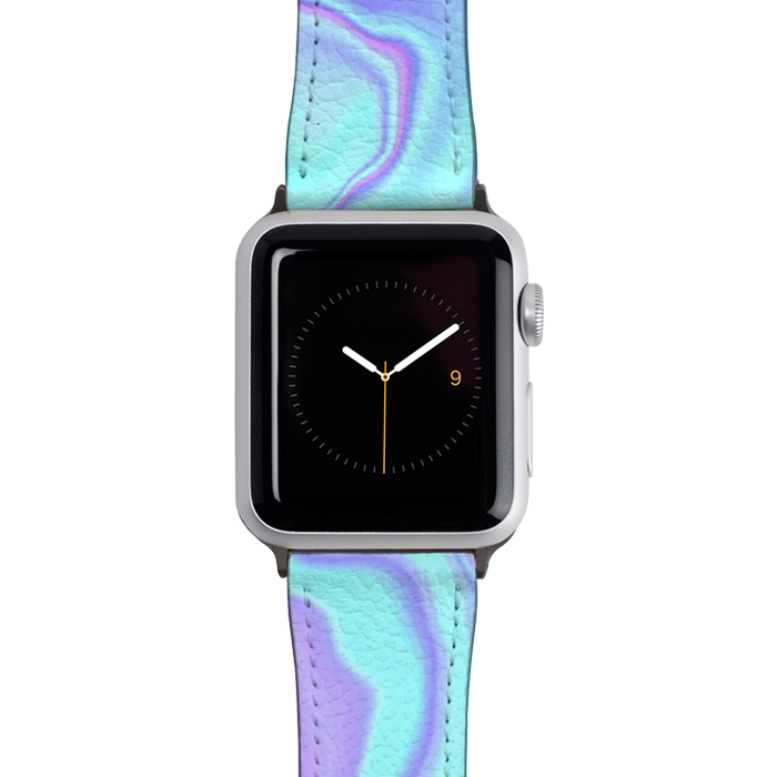 Watch 38mm / 40mm Strap PU leather turquoise and purple marble art by Jms