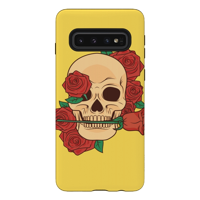 Galaxy S10 StrongFit RED ROSE SKULL BABY by MALLIKA
