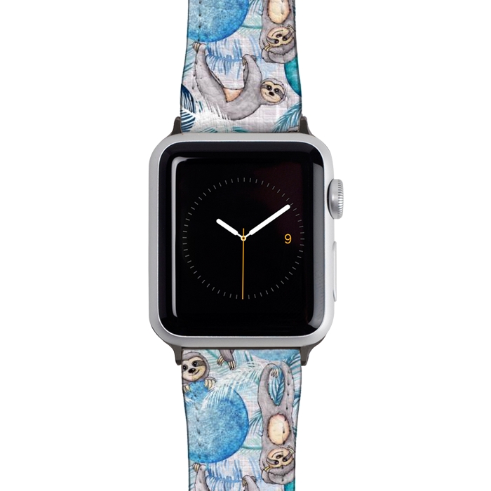 Watch 38mm / 40mm Strap PU leather Tropical Christmas Sloth Party by gingerlique