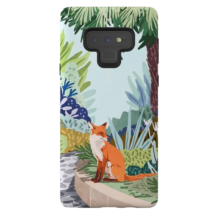 Galaxy Note 9 StrongFit Fox in The Garden | Animals Wildlife Botanical Nature Painting | Boho Colorful Jungle Illustration by Uma Prabhakar Gokhale