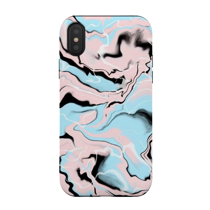 iPhone Xs / X StrongFit Marble blue peach by Jms