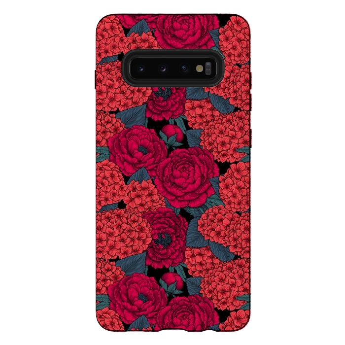 Galaxy S10 plus StrongFit Peony and hydrangea in red by Katerina Kirilova