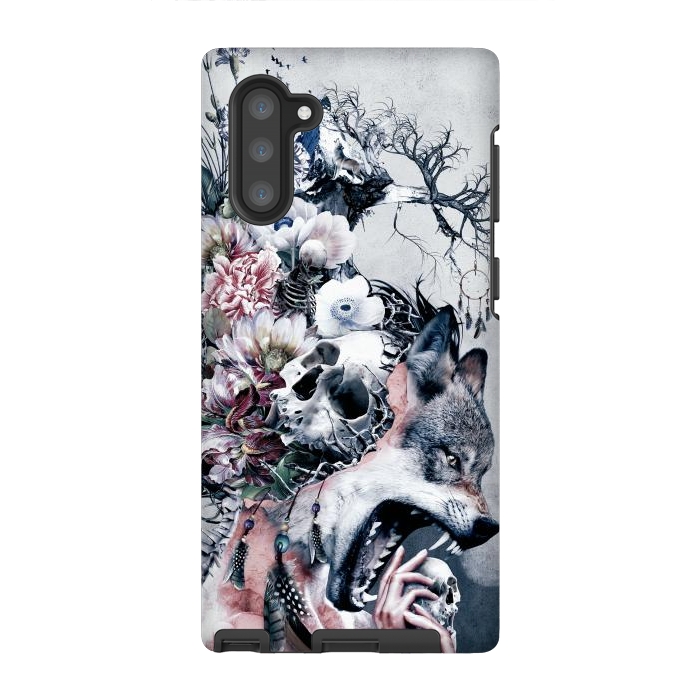 Galaxy Note 10 StrongFit Wolf and Skulls by Riza Peker