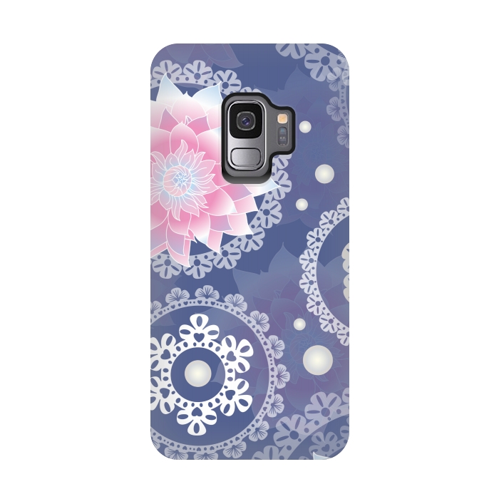 Galaxy S9 StrongFit lotus floral pattern by MALLIKA