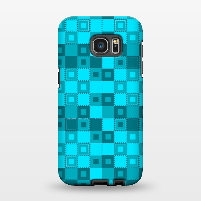 Galaxy S7 EDGE StrongFit blue patchwork by MALLIKA