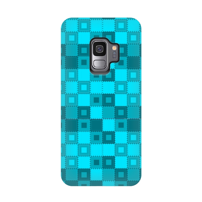 Galaxy S9 StrongFit blue patchwork by MALLIKA