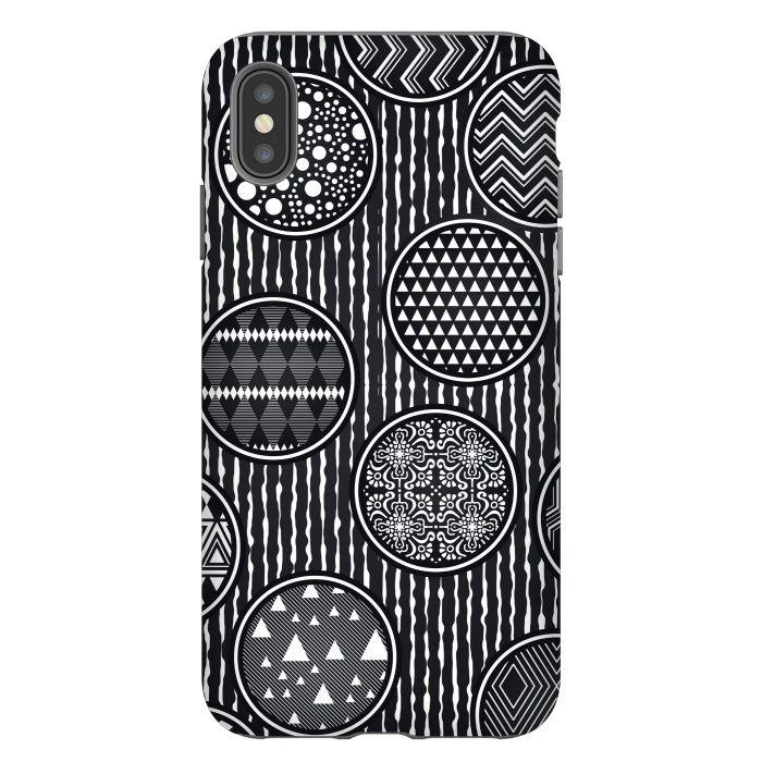 iPhone Xs Max StrongFit black and white circular pattern by MALLIKA