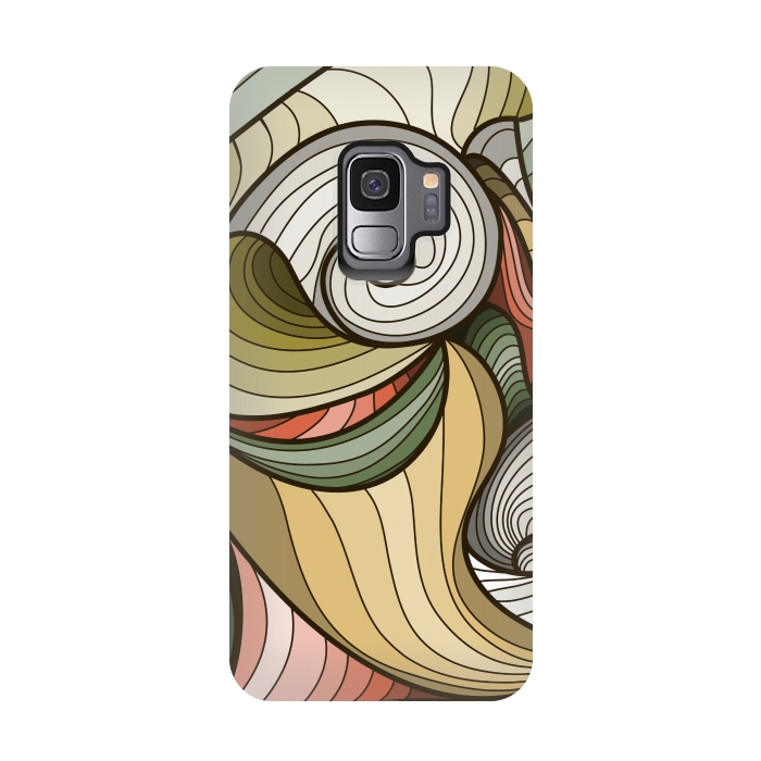 Galaxy S9 StrongFit green swirl pattern by MALLIKA