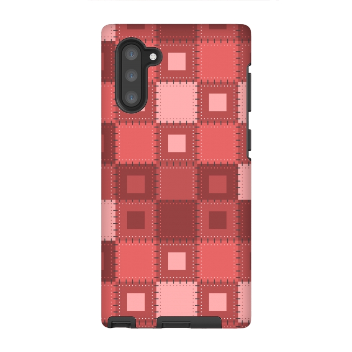 Galaxy Note 10 StrongFit RED WHITE PATCHWORK by MALLIKA