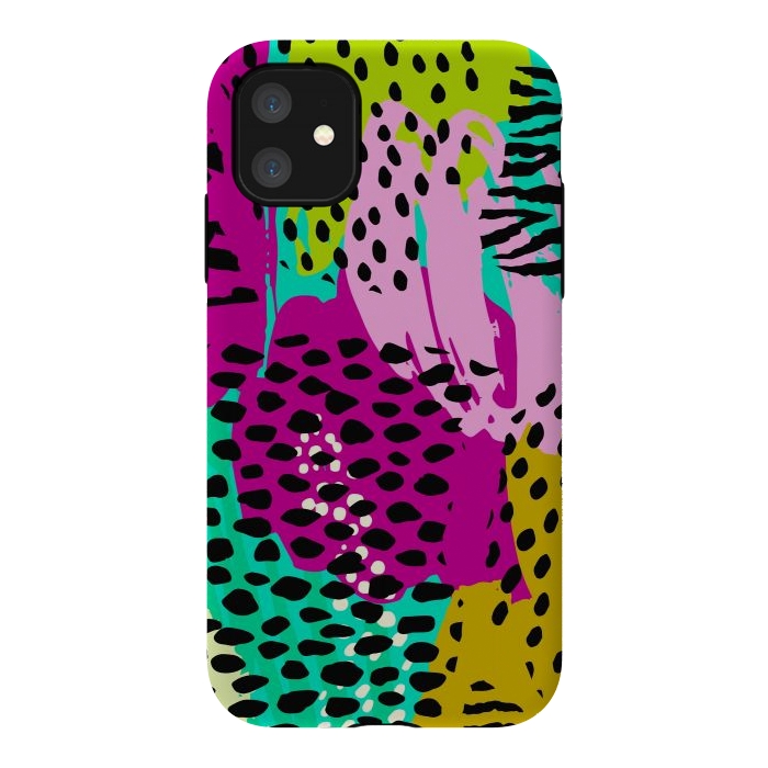 iPhone 11 StrongFit colorful abstract animal print by haroulita
