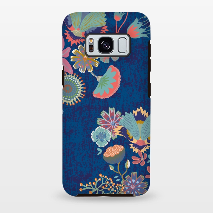 Galaxy S8 plus StrongFit Blue chinz florals by Nina Leth