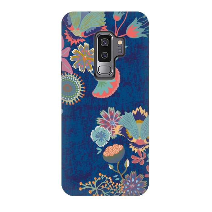Galaxy S9 plus StrongFit Blue chinz florals by Nina Leth