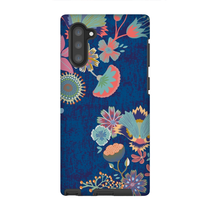 Galaxy Note 10 StrongFit Blue chinz florals by Nina Leth