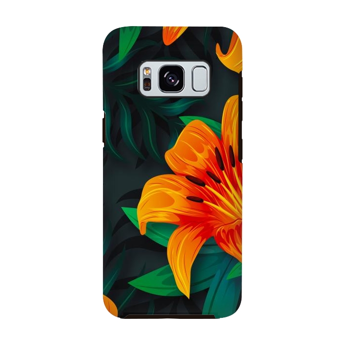 Galaxy S8 StrongFit ORANGE FLOWERS by haroulita