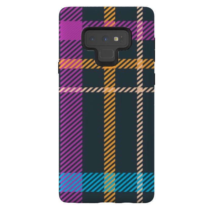 Galaxy Note 9 StrongFit tartan black orange purple by haroulita