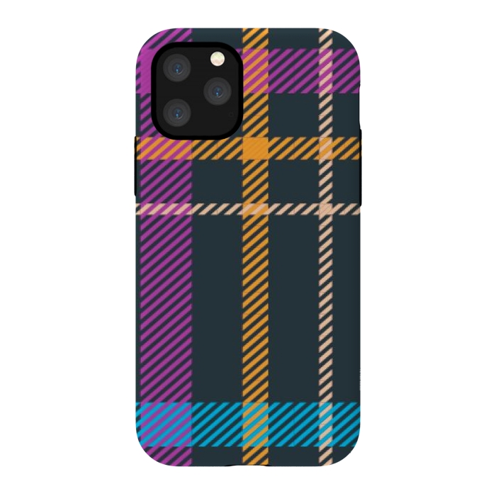 iPhone 11 Pro StrongFit tartan black orange purple by haroulita