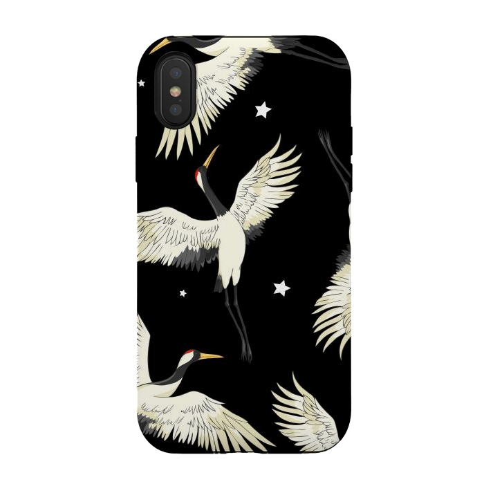 iPhone Xs / X StrongFit black white birds by haroulita