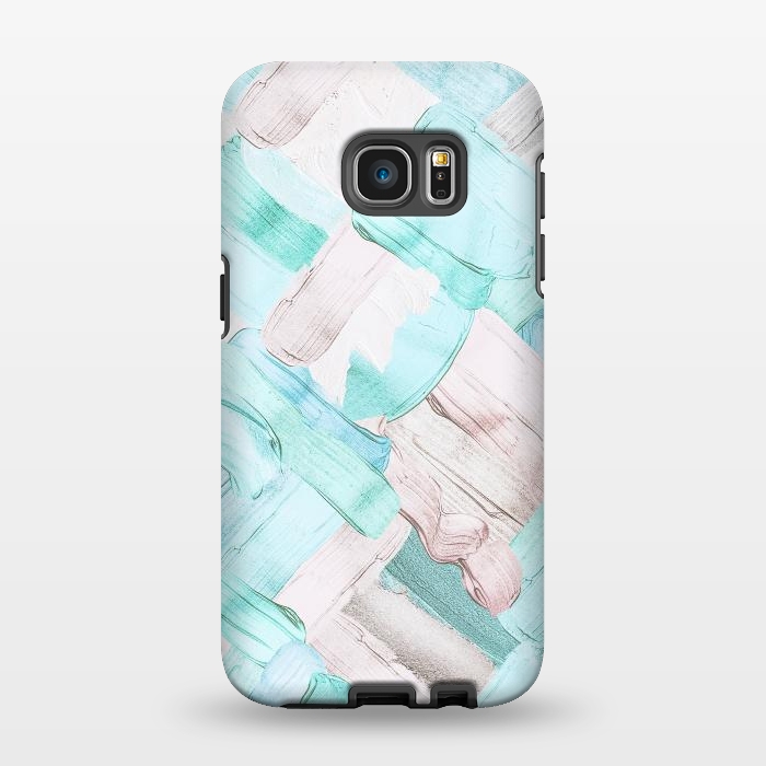 Galaxy S7 EDGE StrongFit Blush Teal Acrylic Thick Brush Strokes Pattenr by  Utart