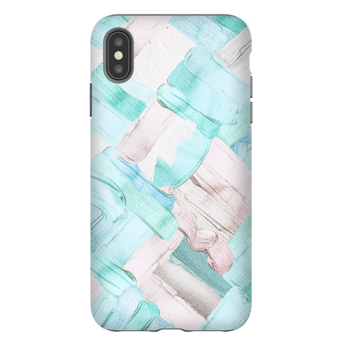 iPhone Xs Max StrongFit Blush Teal Acrylic Thick Brush Strokes Pattenr by  Utart