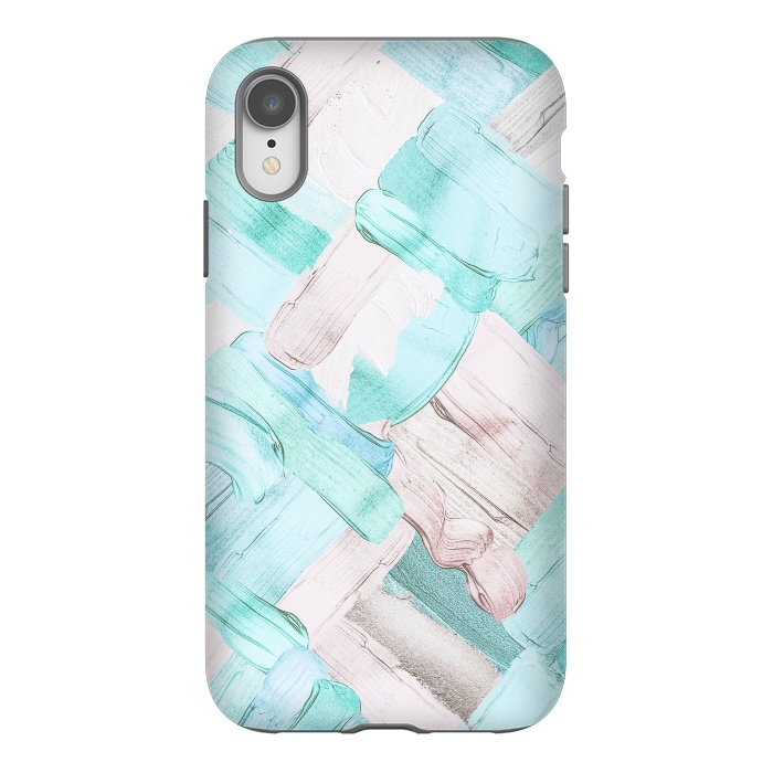 iPhone Xr StrongFit Blush Teal Acrylic Thick Brush Strokes Pattenr by  Utart