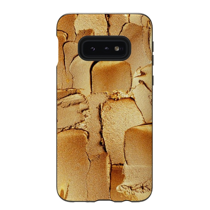 Galaxy S10e StrongFit Faux Gold Acrylic Brush Strokes by  Utart