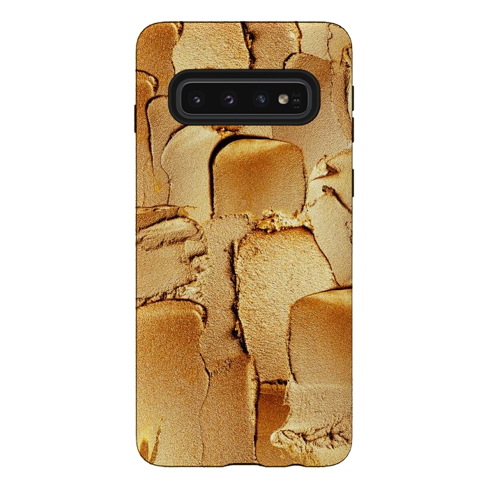 Galaxy S10 StrongFit Faux Gold Acrylic Brush Strokes by  Utart