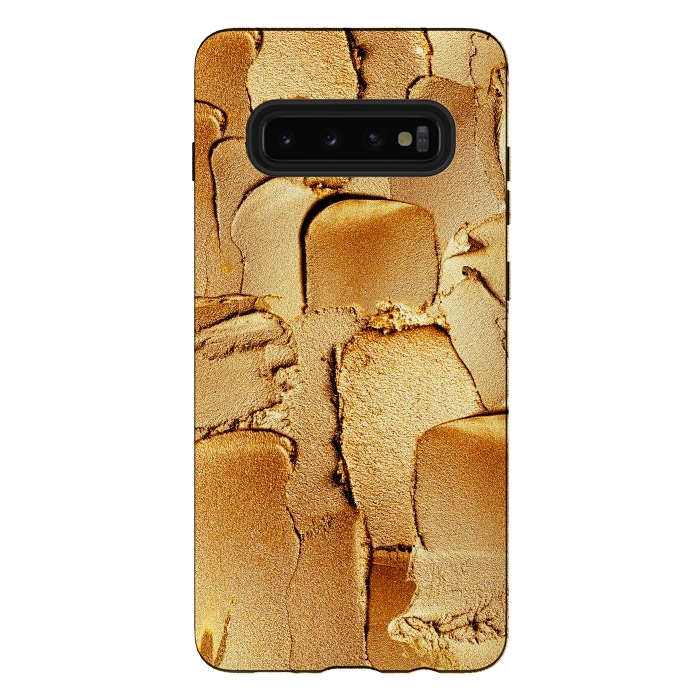 Galaxy S10 plus StrongFit Faux Gold Acrylic Brush Strokes by  Utart