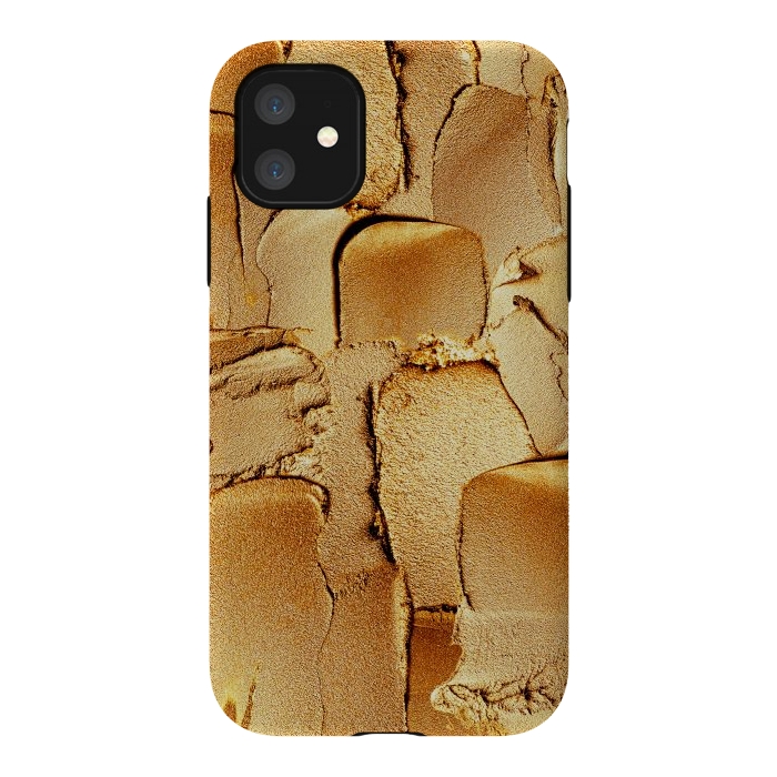 iPhone 11 StrongFit Faux Gold Acrylic Brush Strokes by  Utart