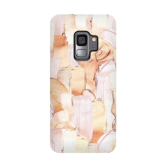 Galaxy S9 StrongFit Blush Faux Gold Copper Acrylic Brush Strokes by  Utart