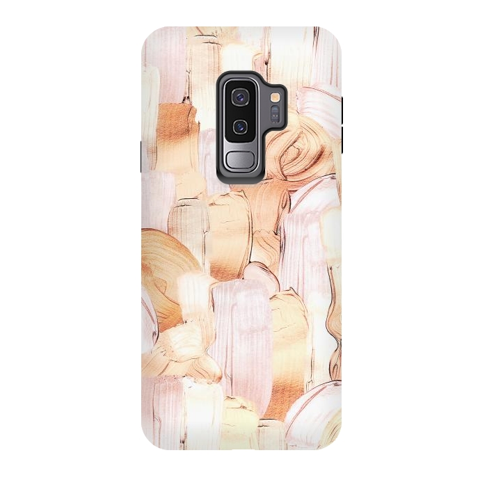 Galaxy S9 plus StrongFit Blush Faux Gold Copper Acrylic Brush Strokes by  Utart