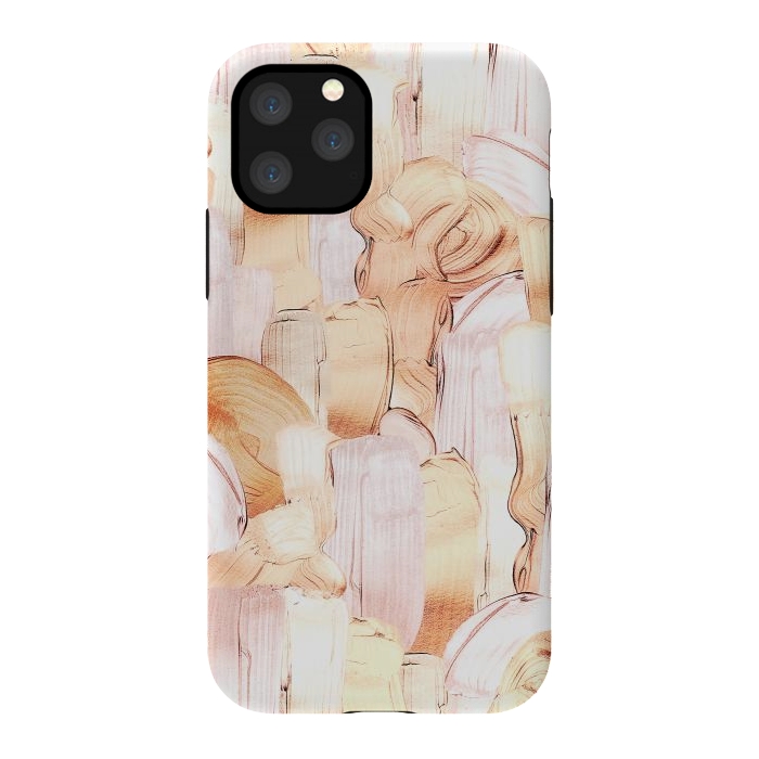 iPhone 11 Pro StrongFit Blush Faux Gold Copper Acrylic Brush Strokes by  Utart