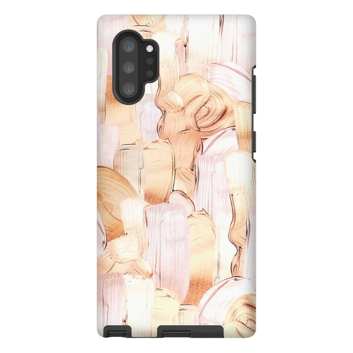 Galaxy Note 10 plus StrongFit Blush Faux Gold Copper Acrylic Brush Strokes by  Utart