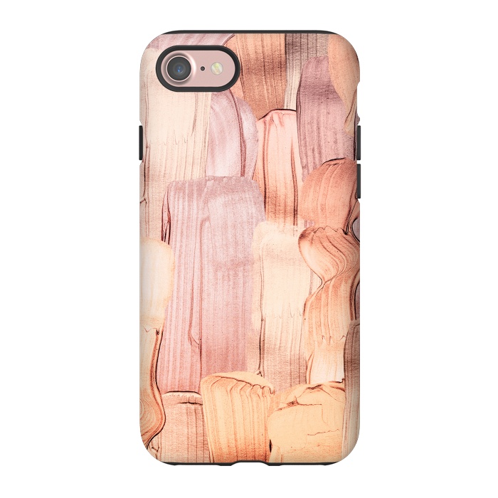 iPhone 7 StrongFit Copper Blush Gold  Acrylic Brush Strokes by  Utart