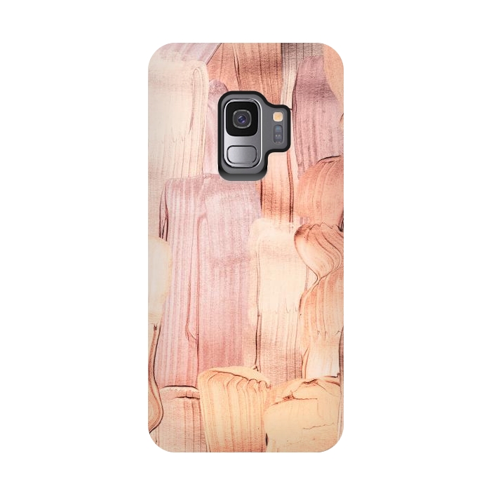 Galaxy S9 StrongFit Copper Blush Gold  Acrylic Brush Strokes by  Utart