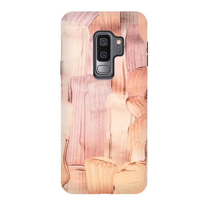 Galaxy S9 plus StrongFit Copper Blush Gold  Acrylic Brush Strokes by  Utart