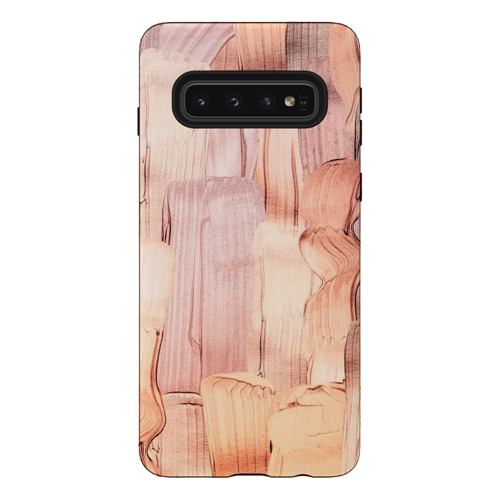 Galaxy S10 StrongFit Copper Blush Gold  Acrylic Brush Strokes by  Utart