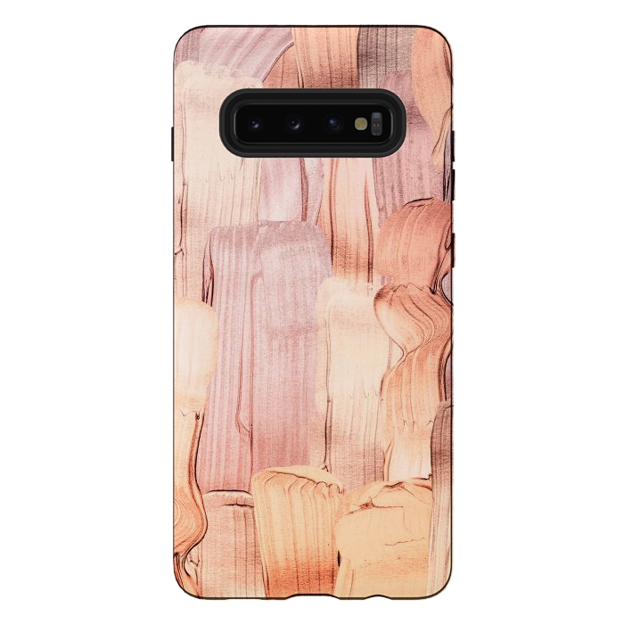 Galaxy S10 plus StrongFit Copper Blush Gold  Acrylic Brush Strokes by  Utart