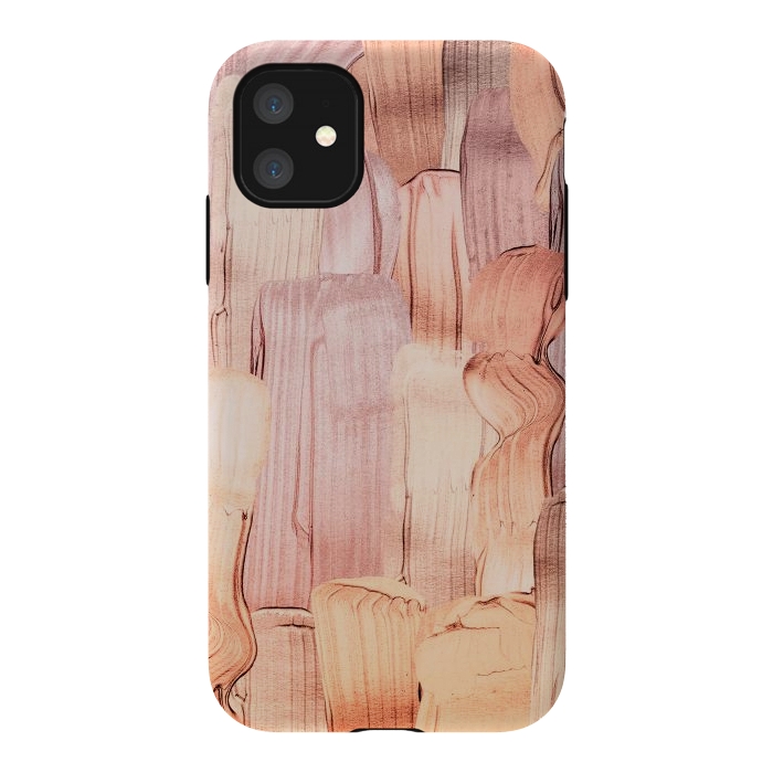 iPhone 11 StrongFit Copper Blush Gold  Acrylic Brush Strokes by  Utart