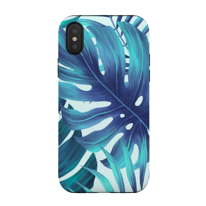 iPhone Xs / X StrongFit blue Fern leaves by haroulita