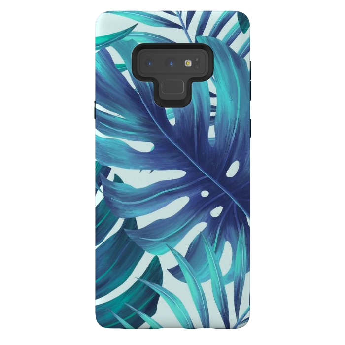 Galaxy Note 9 StrongFit blue Fern leaves by haroulita