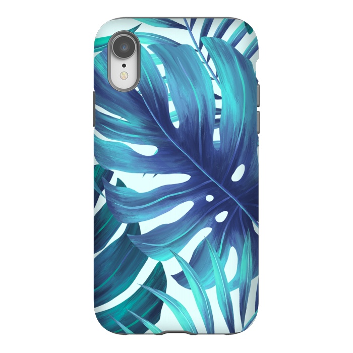iPhone Xr StrongFit blue Fern leaves by haroulita