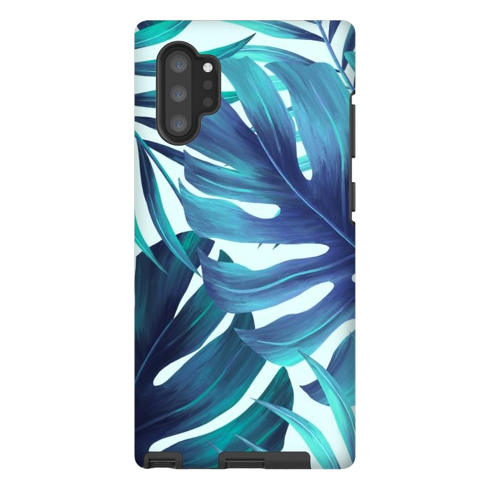 Galaxy Note 10 plus StrongFit blue Fern leaves by haroulita