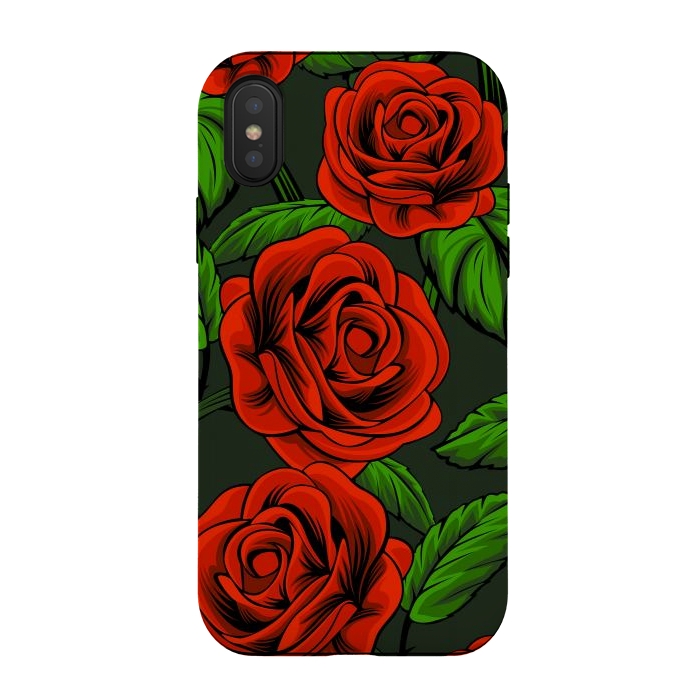 iPhone Xs / X StrongFit red roses by haroulita